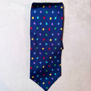 EUC Men’s Brooks Brothers Pure Silk Navy Blue Christmas Ornament Theme Neck Tie